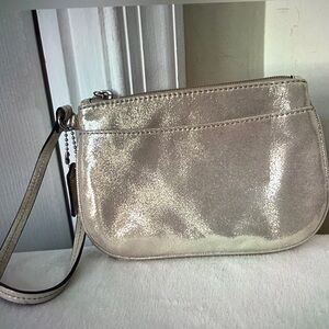 Coach Metallic Cream Wristlet EUC